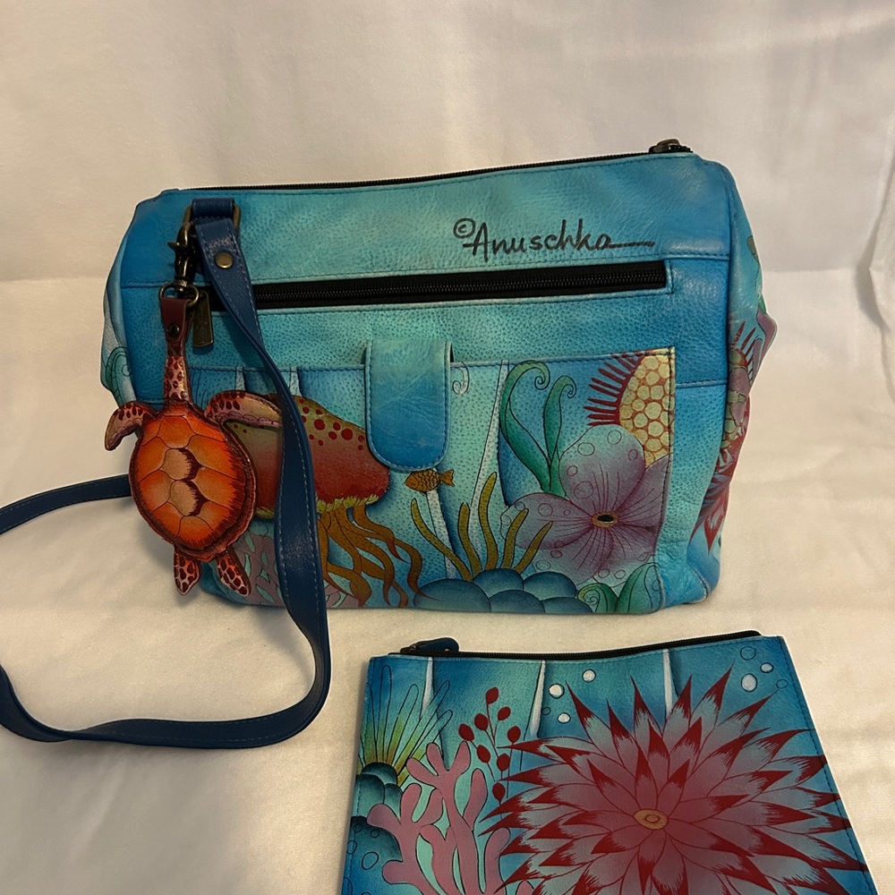 Anuschka Ocean-Themed Hand-Painted Crossbody Bag